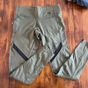 VS PINK small olive green and black mesh athletic leggings